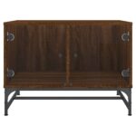 Table basse avec portes en verre chêne marron 68,5x50x50 cm – Image 3
