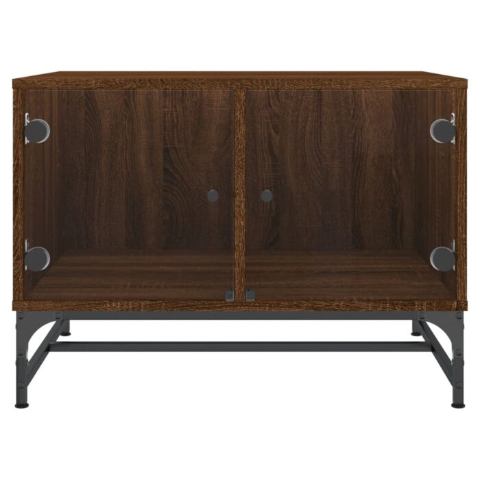 Table basse avec portes en verre chêne marron 68,5x50x50 cm – Image 3