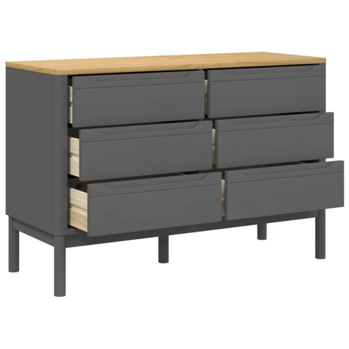 Commode FLORO gris bois de pin massif – Image 6