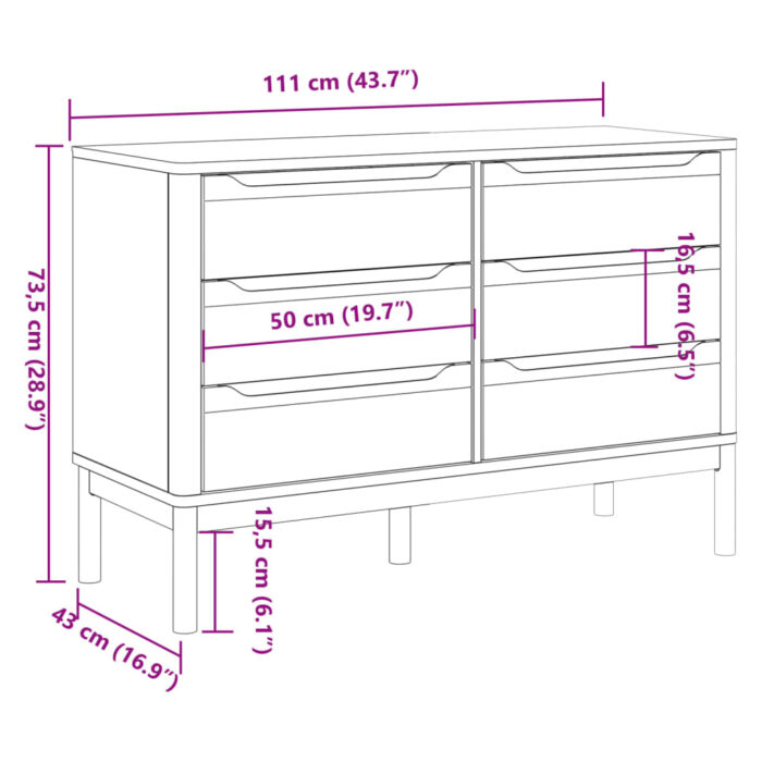 Commode FLORO gris bois de pin massif – Image 8