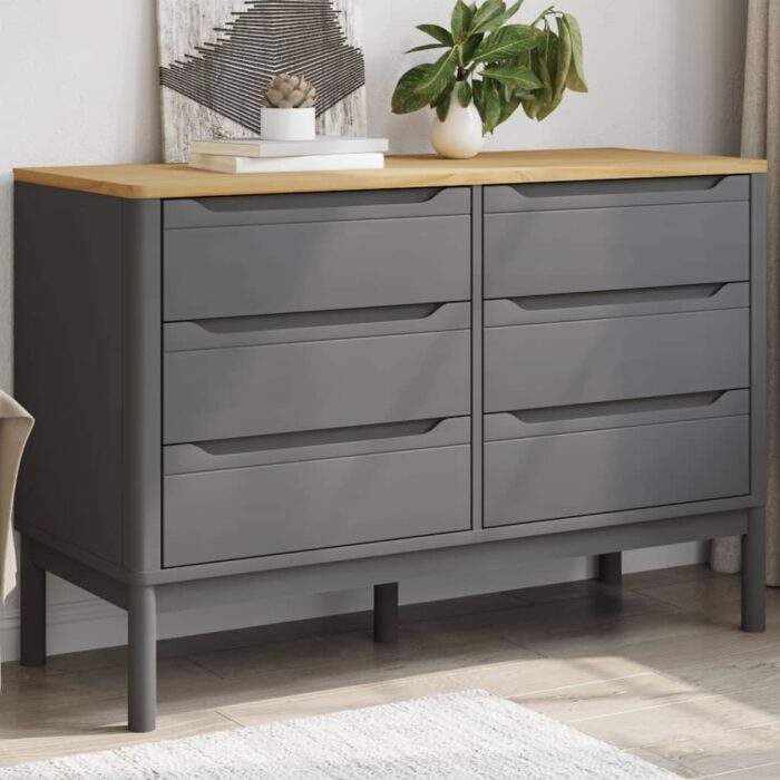 Commode FLORO gris bois de pin massif – Image 1