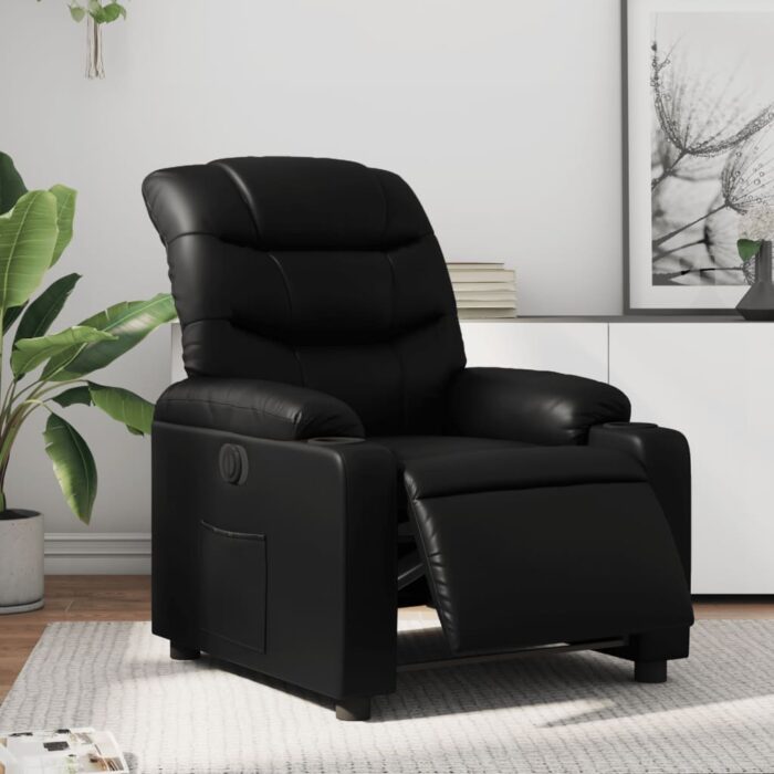 Fauteuil inclinable électrique Noir Similicuir – Image 1