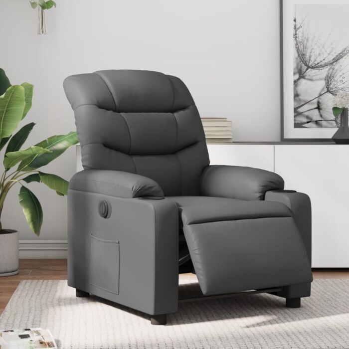 Fauteuil inclinable électrique Gris Similicuir – Image 1