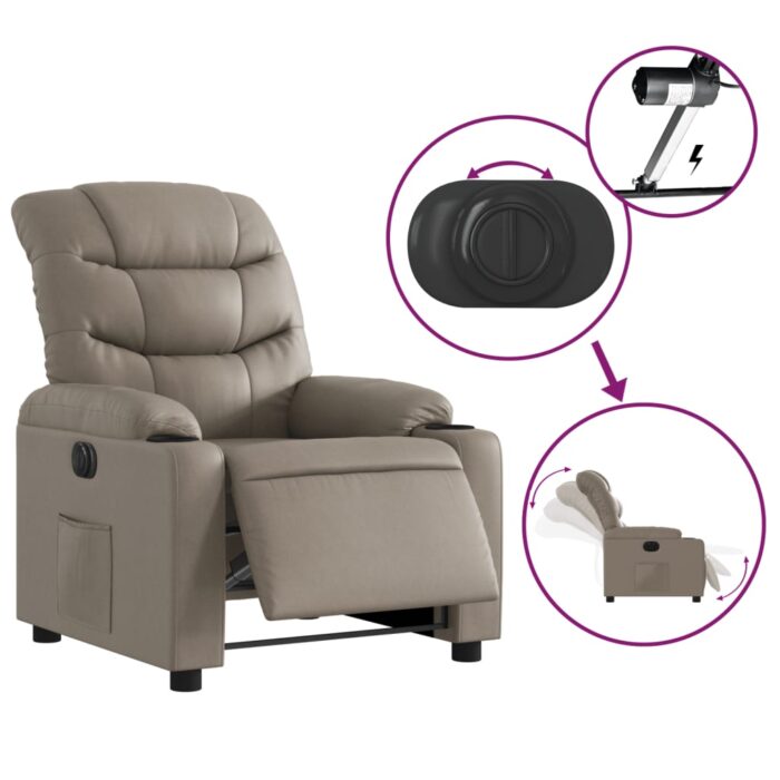 Fauteuil inclinable électrique Cappuccino Similicuir – Image 3