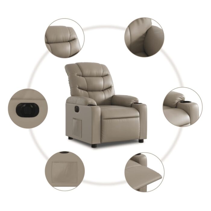 Fauteuil inclinable électrique Cappuccino Similicuir – Image 5