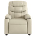 Fauteuil de massage inclinable électrique crème similicuir – Image 6