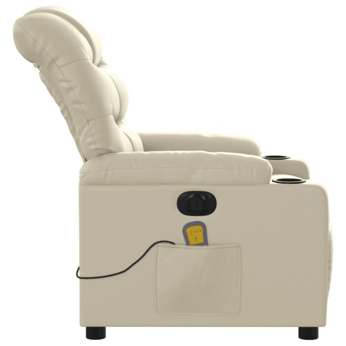 Fauteuil de massage inclinable électrique crème similicuir – Image 7