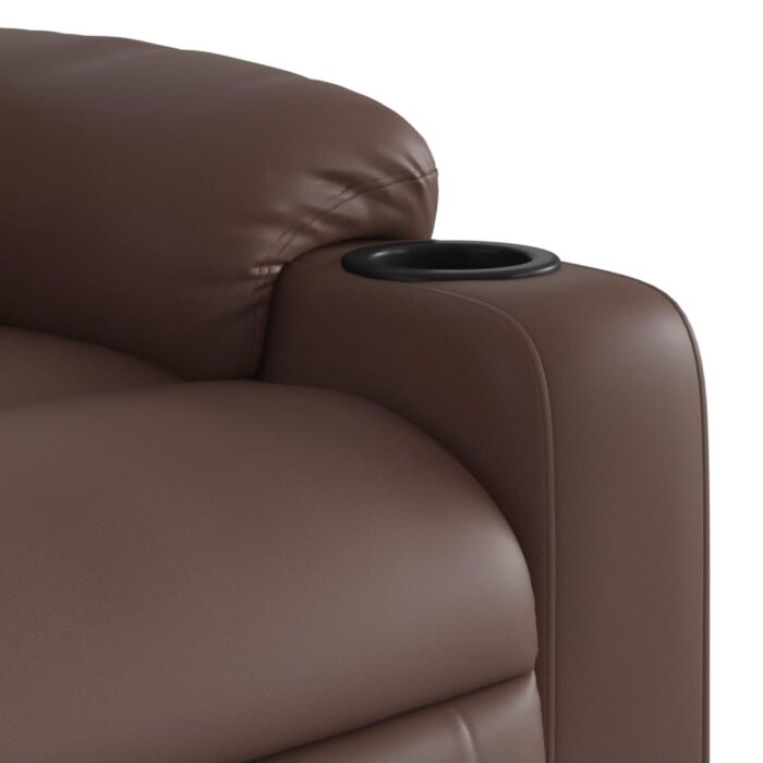 Fauteuil de massage inclinable électrique marron similicuir – Image 8