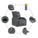 Fauteuil de massage inclinable électrique gris similicuir – Image 5