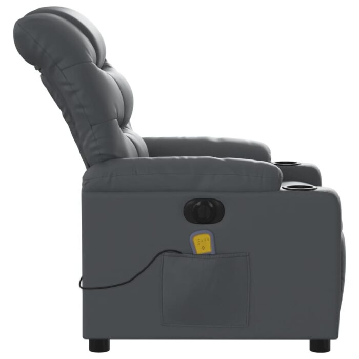 Fauteuil de massage inclinable électrique gris similicuir – Image 7