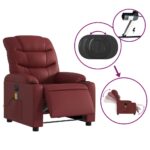 Fauteuil de massage inclinable électrique rouge bordeaux – Image 3