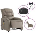 Fauteuil de massage inclinable électrique cappuccino similicuir – Image 3