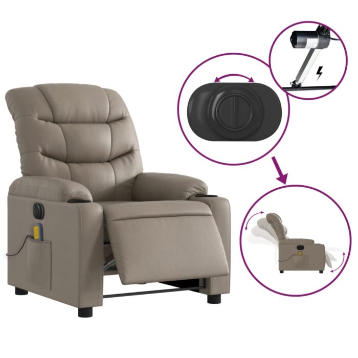 Fauteuil de massage inclinable électrique cappuccino similicuir – Image 3
