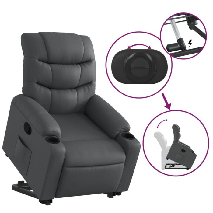 Fauteuil inclinable Gris Similicuir – Image 3