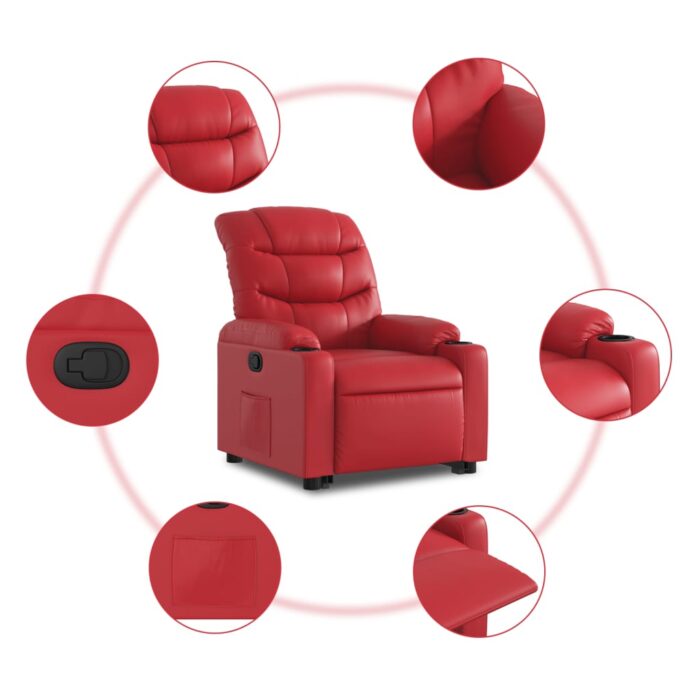 Fauteuil inclinable Rouge Similicuir – Image 5