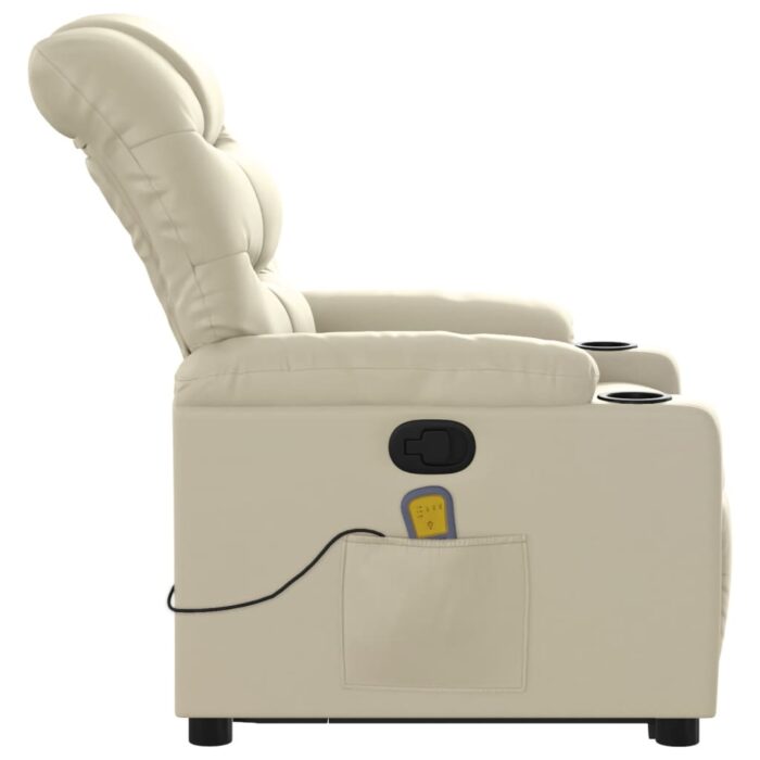 Fauteuil inclinable de massage Crème Similicuir – Image 7