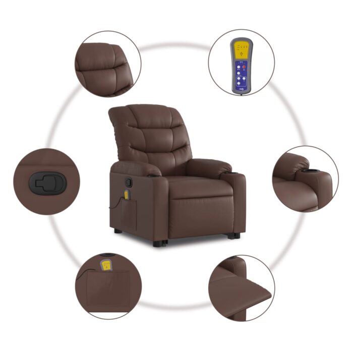 Fauteuil inclinable de massage Marron Similicuir – Image 5