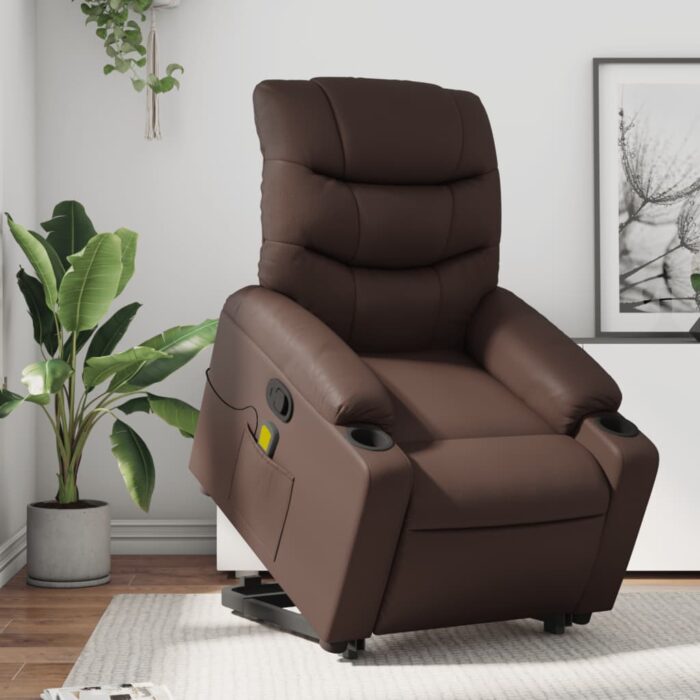 Fauteuil inclinable de massage Marron Similicuir – Image 1