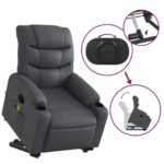 Fauteuil inclinable de massage Gris Similicuir – Image 3