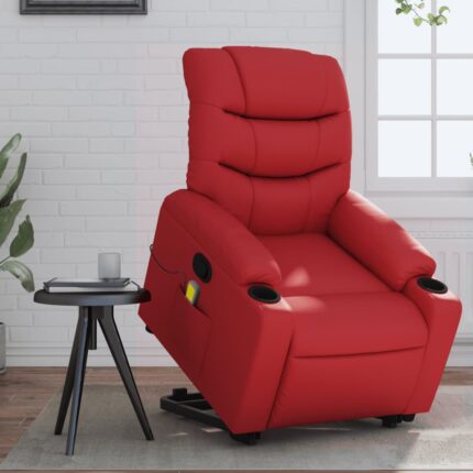 Fauteuil inclinable de massage Rouge Similicuir