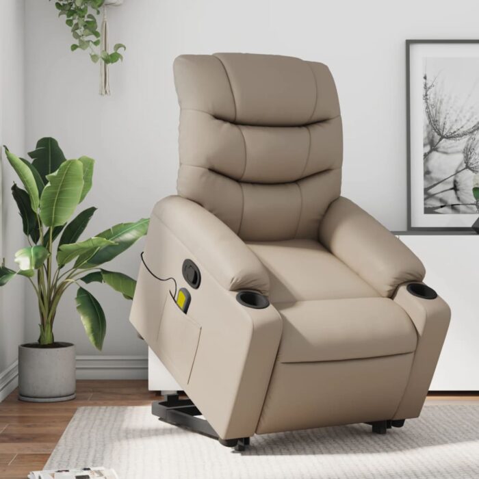 Fauteuil inclinable de massage Cappuccino Similicuir – Image 1