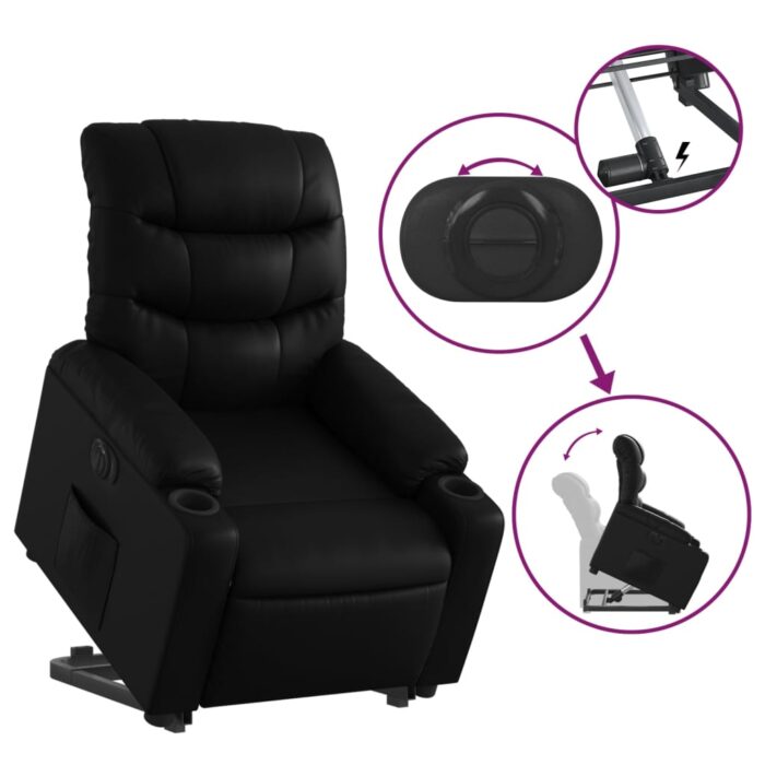 Fauteuil inclinable électrique noir similicuir – Image 8