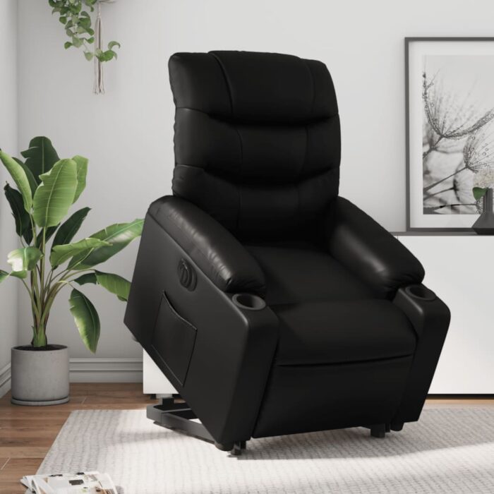 Fauteuil inclinable électrique noir similicuir – Image 1