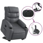 Fauteuil inclinable électrique gris similicuir – Image 8