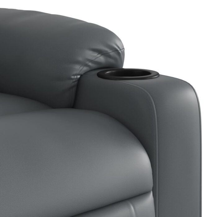Fauteuil inclinable électrique gris similicuir – Image 9