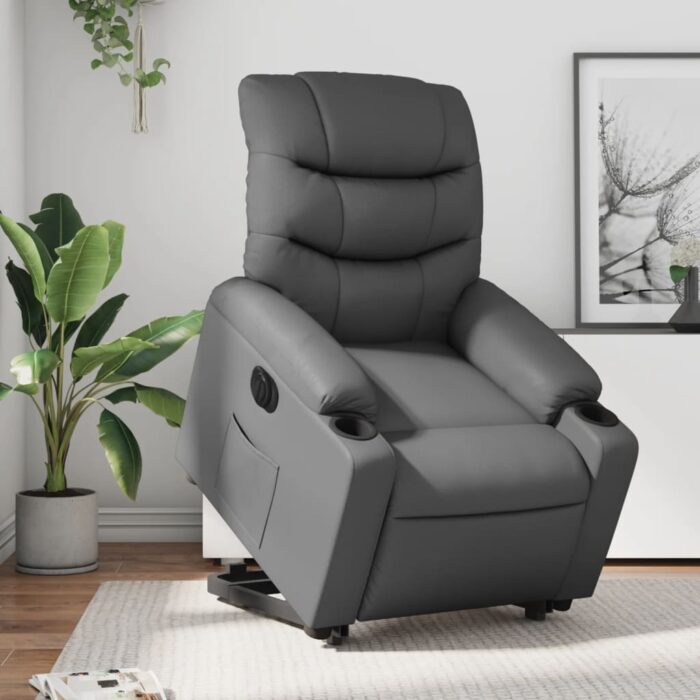 Fauteuil inclinable électrique gris similicuir – Image 1
