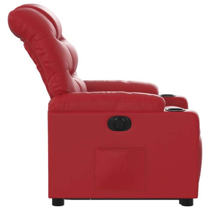 Fauteuil inclinable électrique rouge similicuir – Image 7