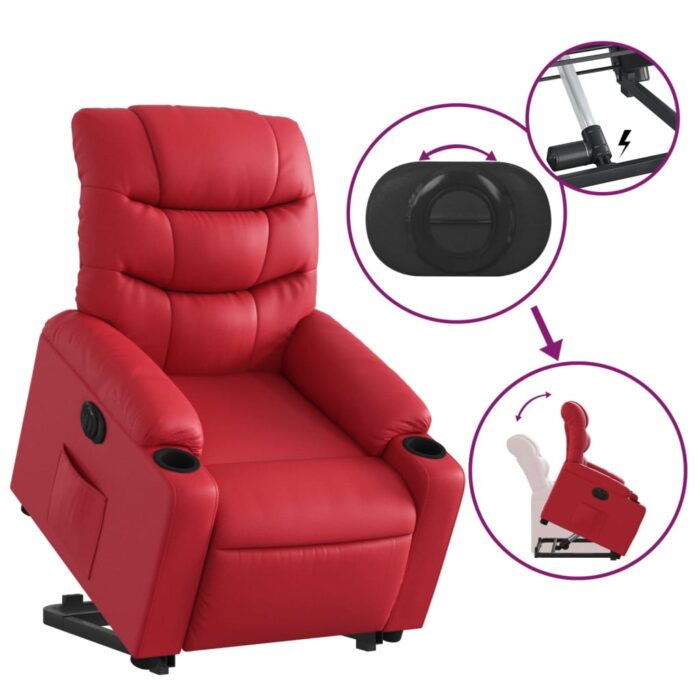 Fauteuil inclinable électrique rouge similicuir – Image 8