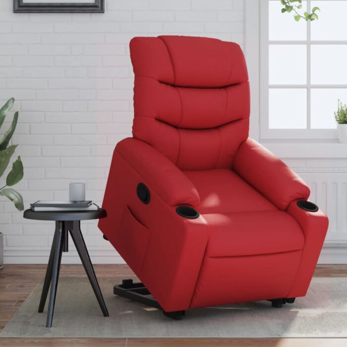 Fauteuil inclinable électrique rouge similicuir – Image 1
