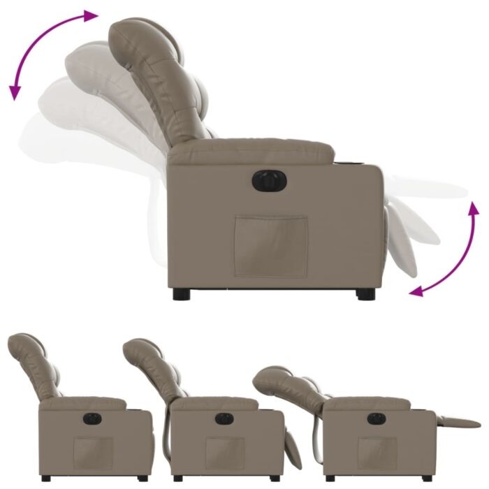 Fauteuil inclinable électrique cappuccino similicuir – Image 4