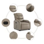 Fauteuil inclinable électrique cappuccino similicuir – Image 5