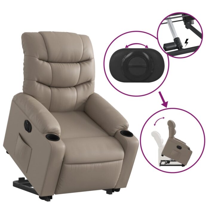Fauteuil inclinable électrique cappuccino similicuir – Image 8