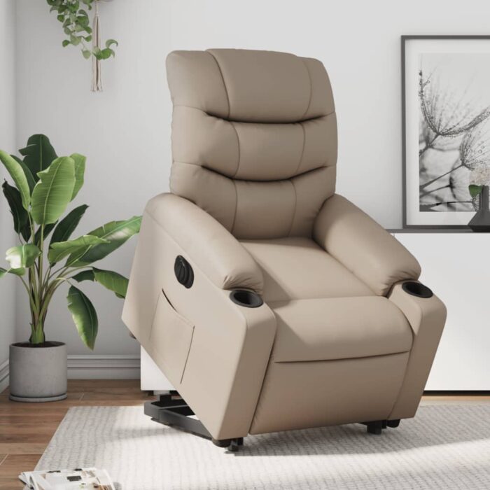 Fauteuil inclinable électrique cappuccino similicuir – Image 1