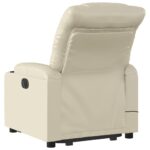 Fauteuil inclinable de massage électrique crème similicuir – Image 2
