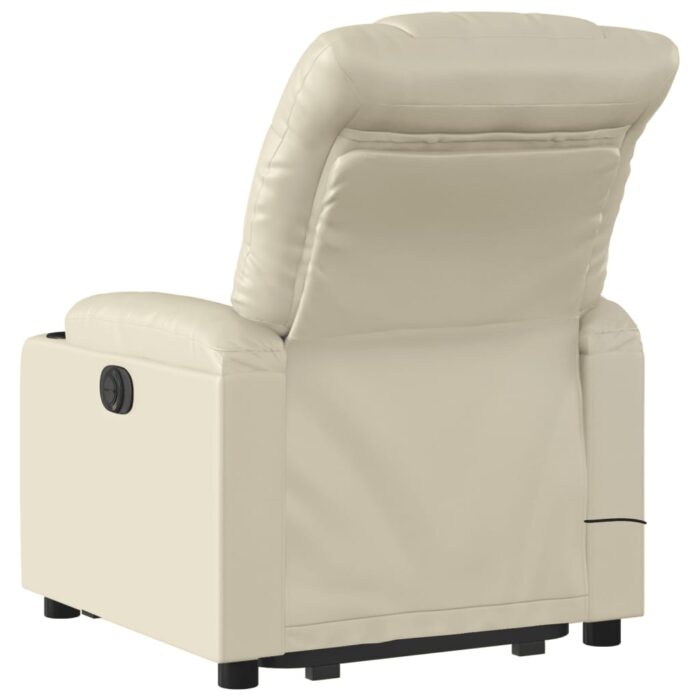 Fauteuil inclinable de massage électrique crème similicuir – Image 2
