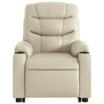 Fauteuil inclinable de massage électrique crème similicuir – Image 6