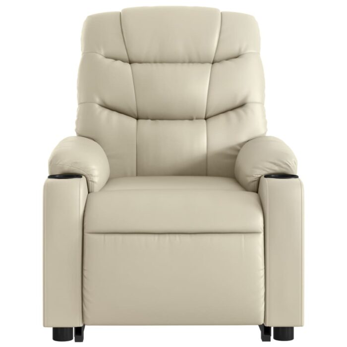 Fauteuil inclinable de massage électrique crème similicuir – Image 6