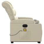 Fauteuil inclinable de massage électrique crème similicuir – Image 7