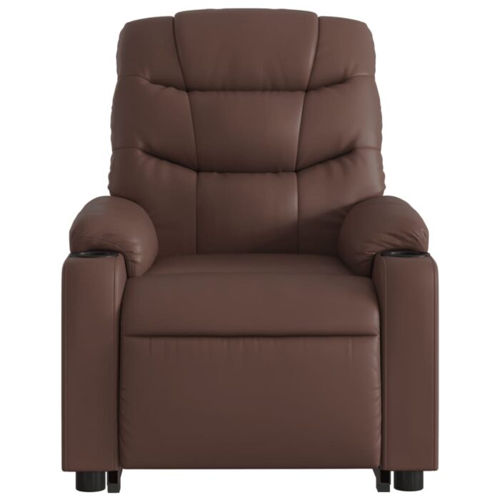 Fauteuil inclinable de massage électrique marron similicuir – Image 6