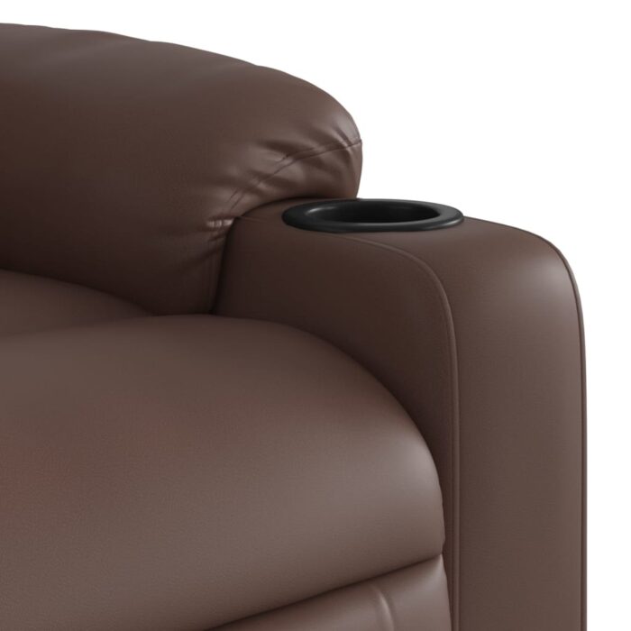 Fauteuil inclinable de massage électrique marron similicuir – Image 9