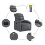 Fauteuil inclinable de massage électrique gris similicuir – Image 5