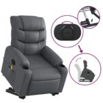 Fauteuil inclinable de massage électrique gris similicuir – Image 8