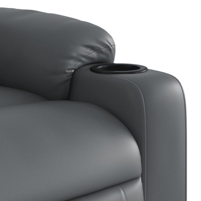 Fauteuil inclinable de massage électrique gris similicuir – Image 9