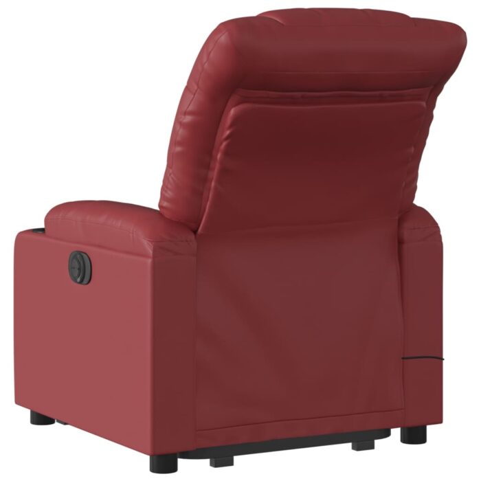 Fauteuil inclinable de massage électrique rouge bordeaux – Image 2