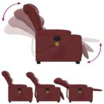 Fauteuil inclinable de massage électrique rouge bordeaux – Image 4