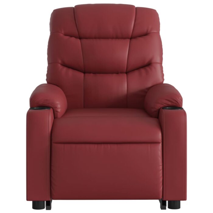 Fauteuil inclinable de massage électrique rouge bordeaux – Image 6